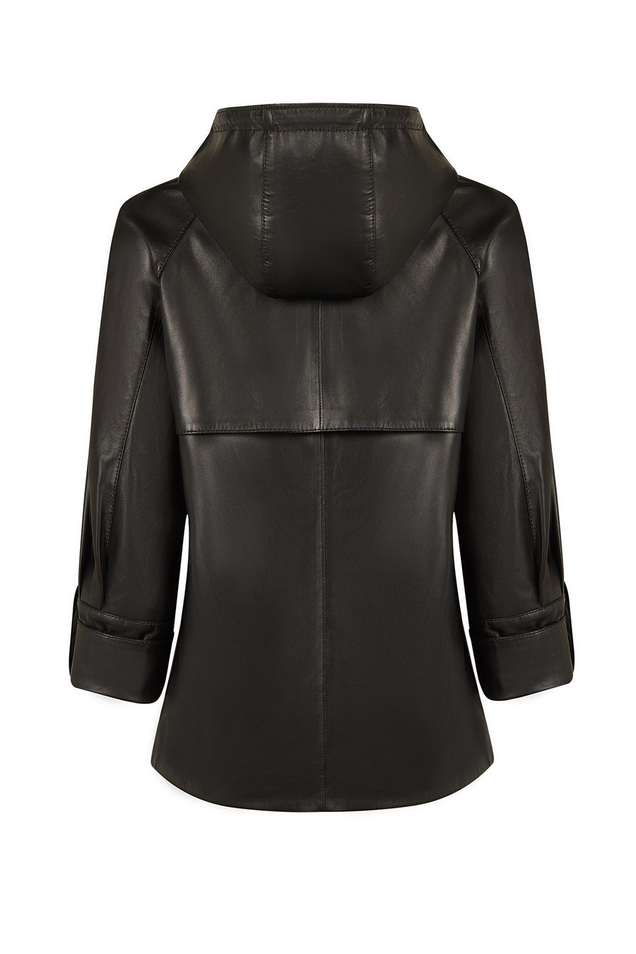 Celine Woman Black A-Line Hooded Leather Coat