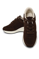 Woman Brown Lace-Up Wedge-Heel Suede Shoe | Derimod