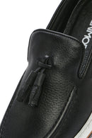 Men's Black Tasseled Leather Casual Loafer | Derimod