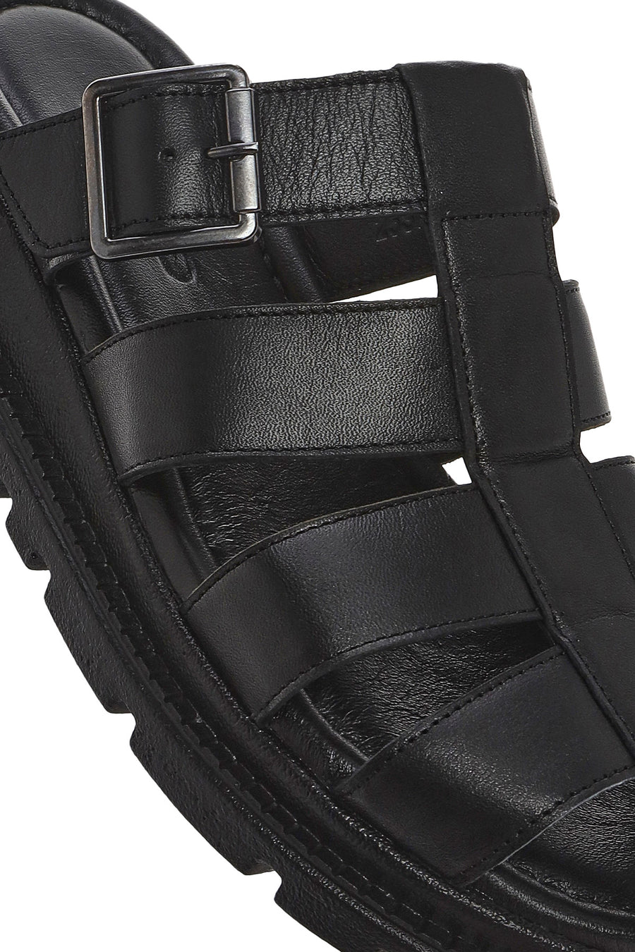 
Women's Black Thick Sole Leather Slippers
