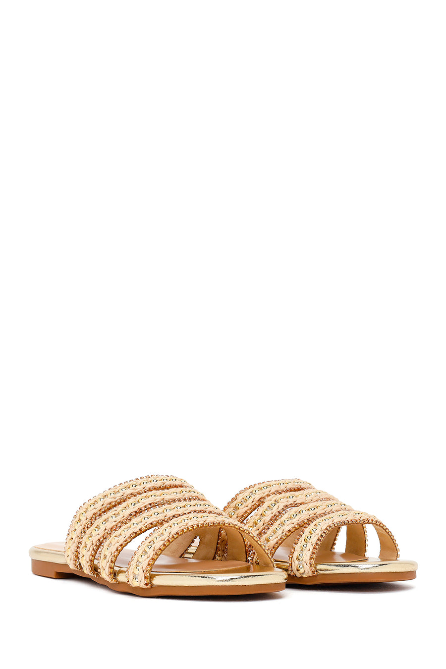 Woman Gold Stone-Embellished Slipper