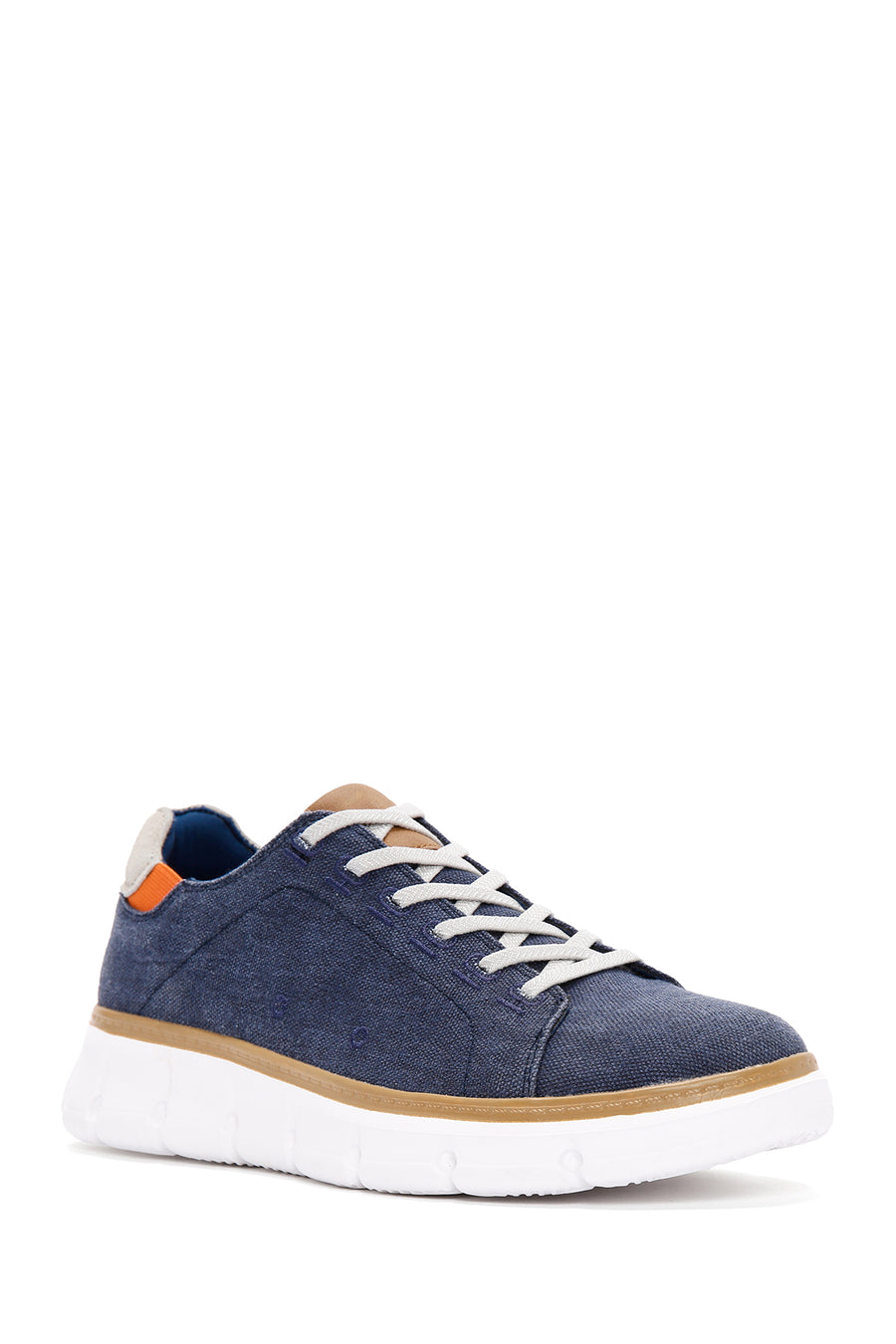 Men's Navy Blue Lace-Up Thick Sole Fabric Sneaker