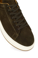 Male Khaki Lace-Up Thick-Soled Suede Leather Sneaker | Derimod