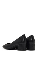 Derimod Flex Woman Black Thick-Heeled Leather Shoes | Derimod