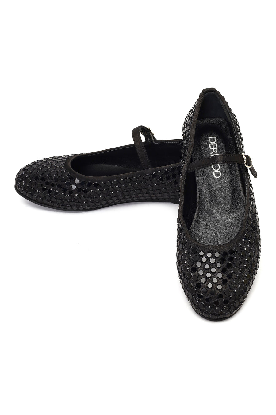 Women's Black Stone Leather Ballet Flats