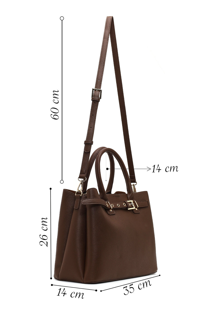 Woman Brown Long-Strap Classic Shoulder Bag