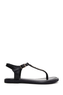 Women's Black Leather Sandals | Derimod