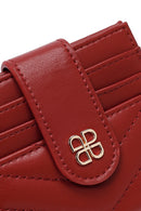 Woman Burgundy Quilted Card Holder | Derimod