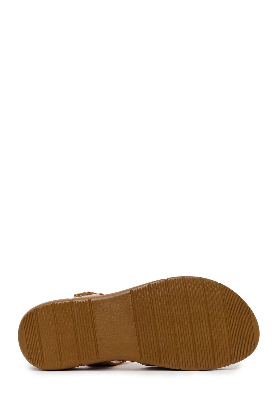 Woman Beige Strappy Leather Comfort Sandal