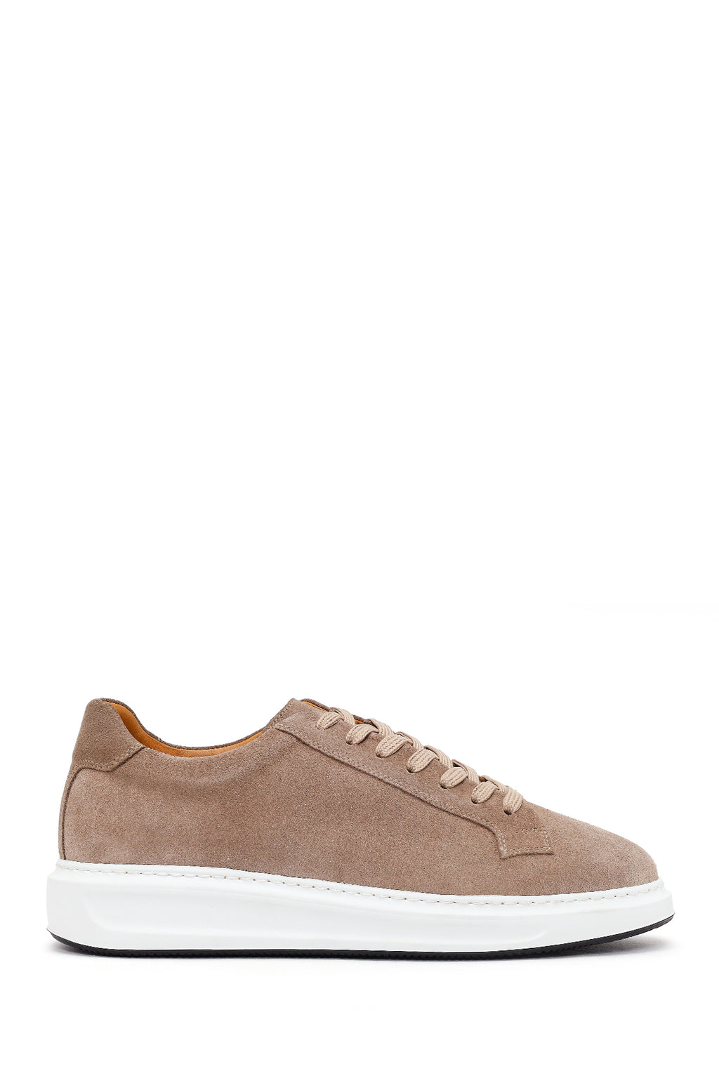 Erkek Bej Bağcıklı Süet Deri Sneaker