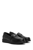 Women's Black Leather Comfort Loafer | Derimod