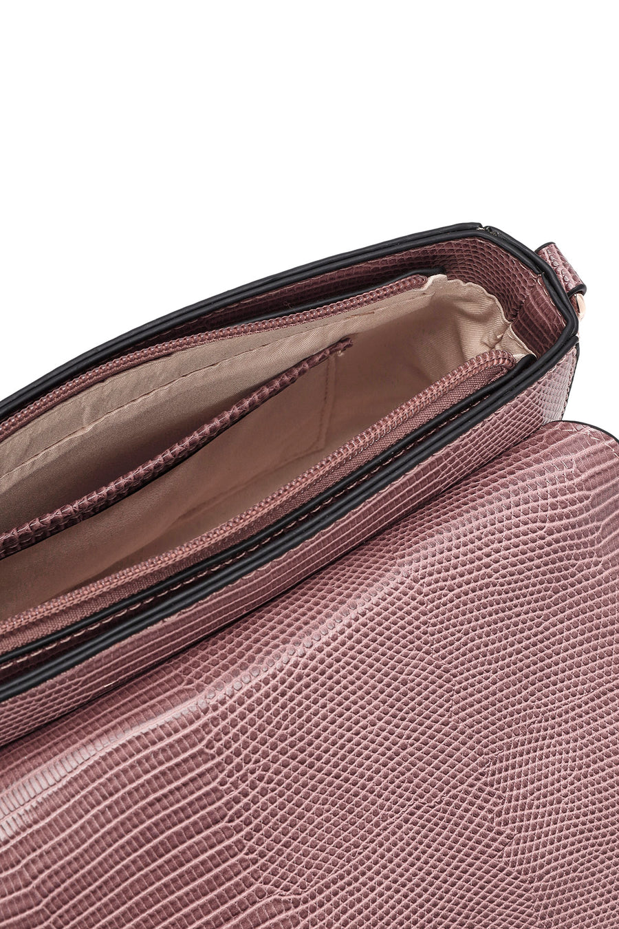 Women's Pink Long Strap Crocodile Patterned Shoulder Bag