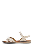 Women's Beige Ankle Strap Leather Bodrum Sandals | Derimod