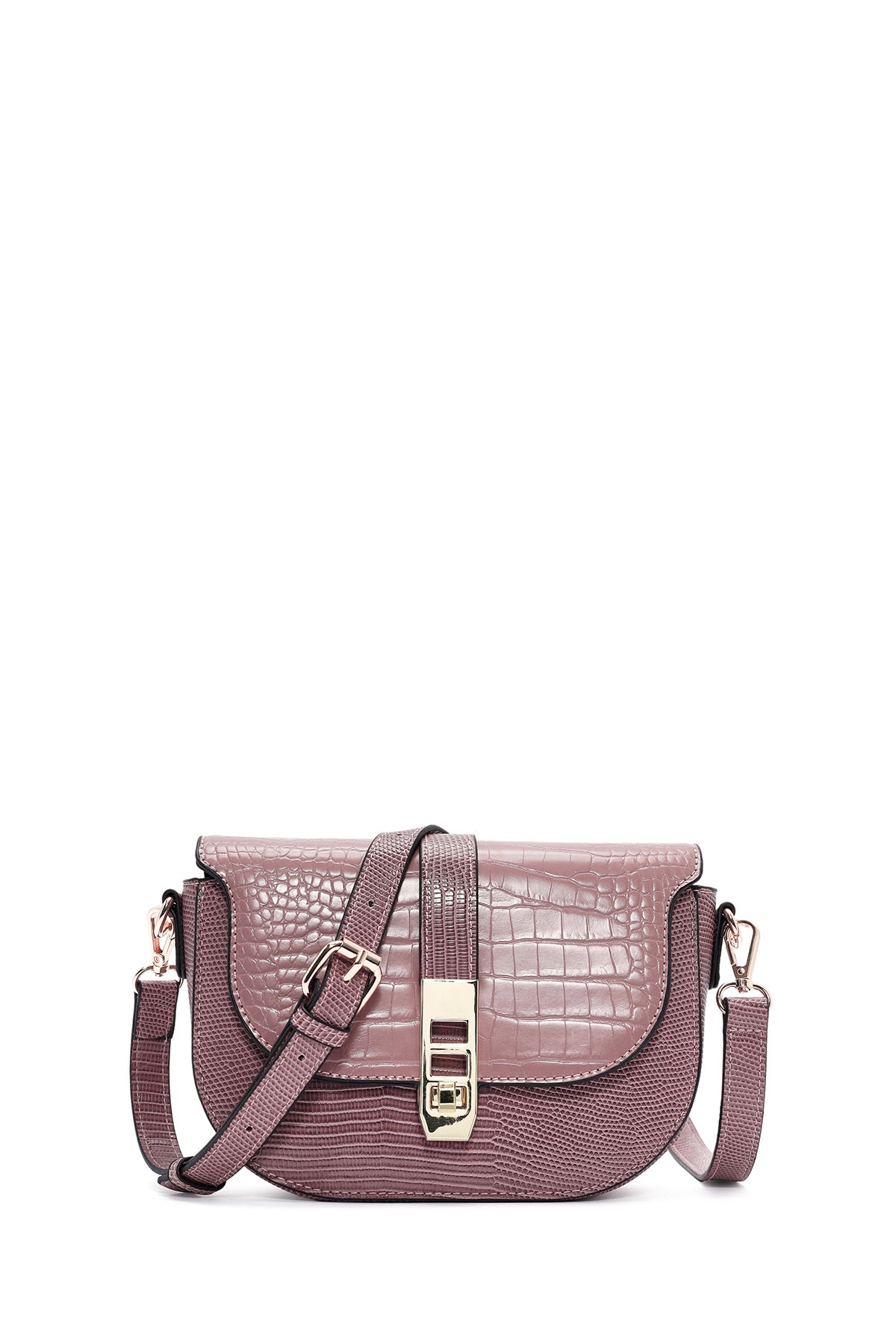 Women's Pink Long Strap Crocodile Patterned Shoulder Bag 24WBD283214 | Derimod