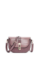 Women's Pink Long Strap Crocodile Patterned Shoulder Bag | Derimod