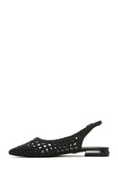 Women's Black Braided Open Back Ballerinas | Derimod