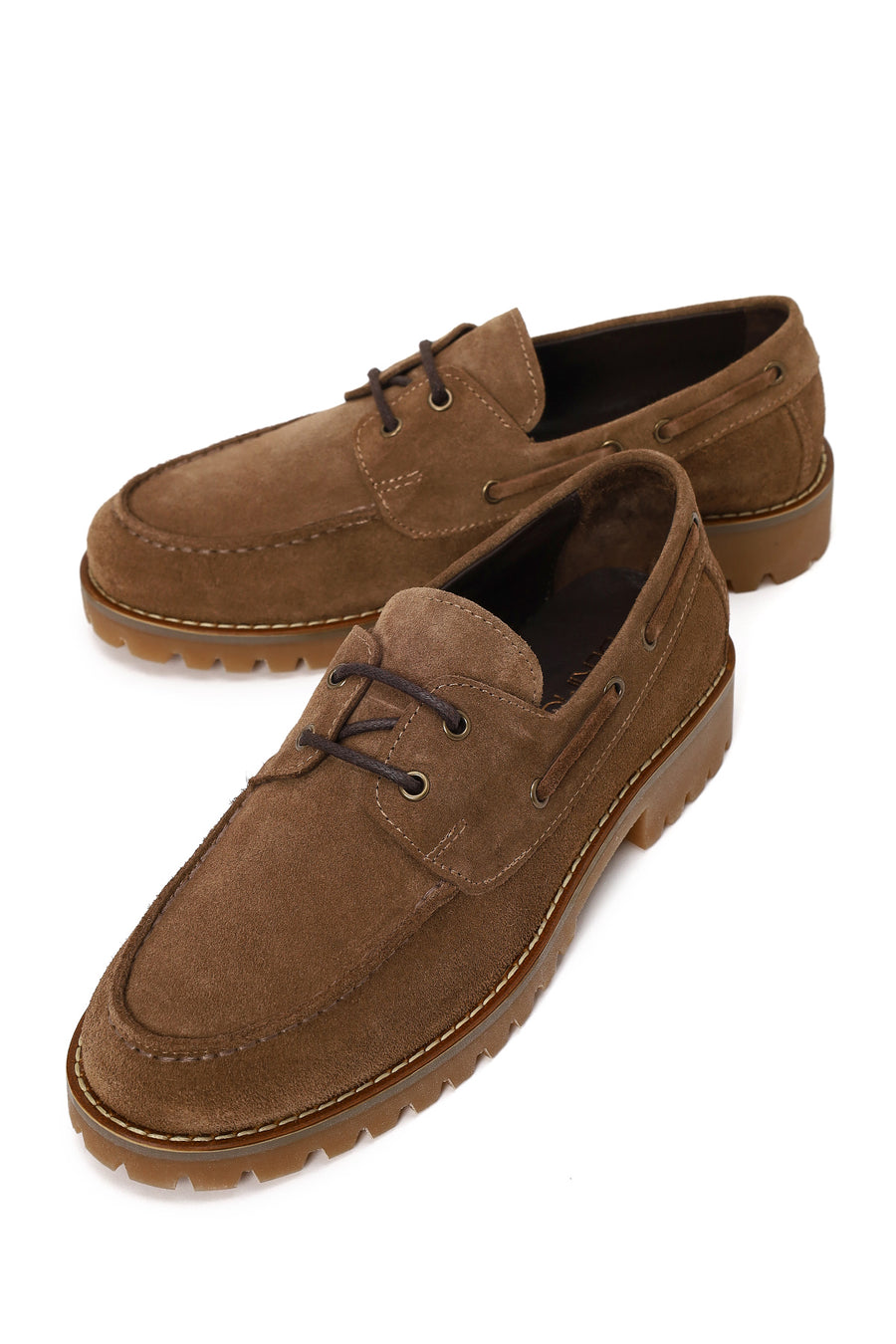 Woman Walnut Lace-Up Thick-Soled Suede Casual Shoes