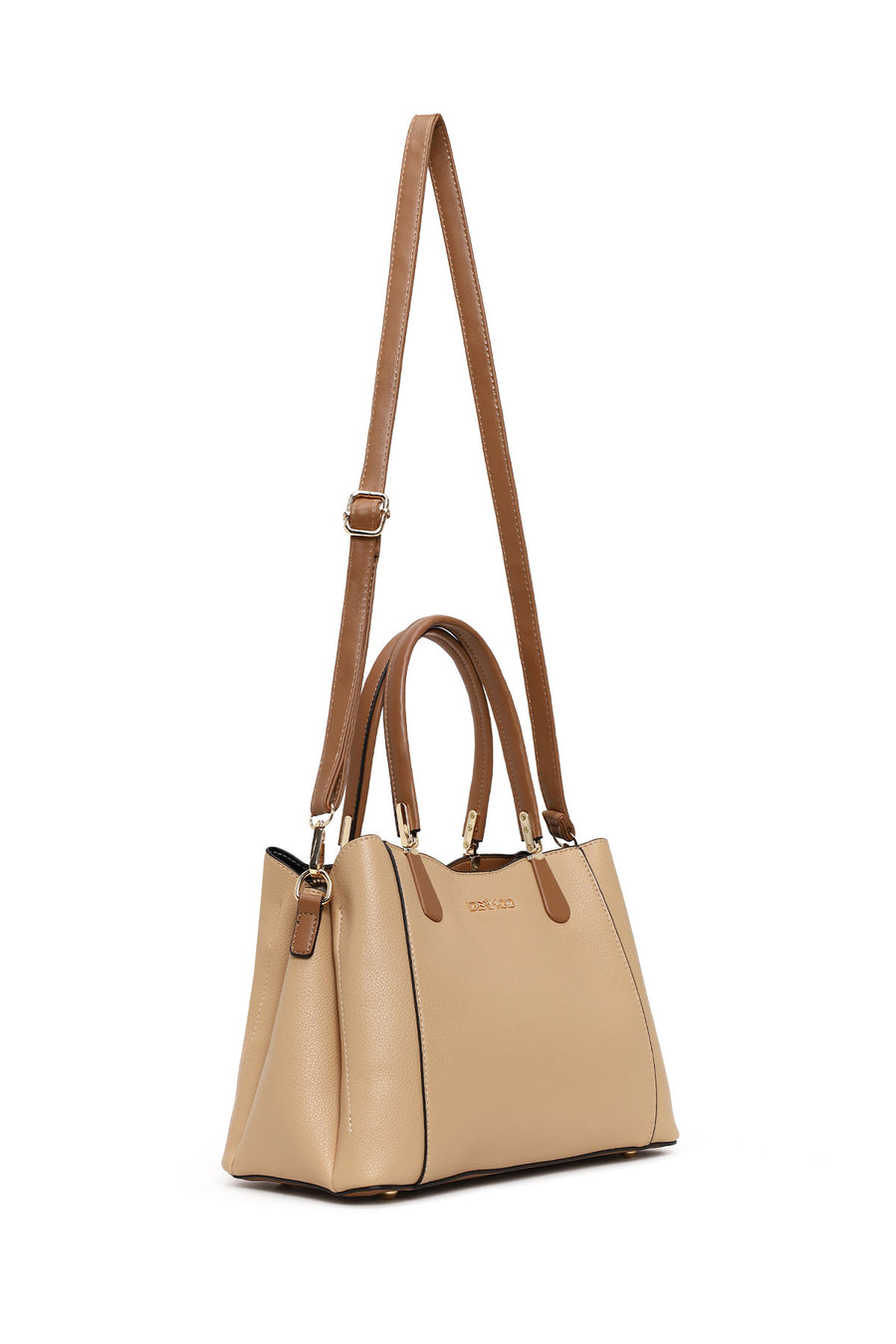 Woman Beige Long-Strap Shoulder Bag
