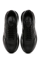 Men's Black Lace-up Thick-Sole Leather Casual Sneaker | Derimod