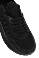 Derimod Zero Kadın Siyah Bağcıklı Kalın Tabanlı Kumaş Sneaker | Derimod