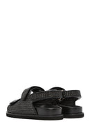 Women's Black Strappy Straw Sandals | Derimod
