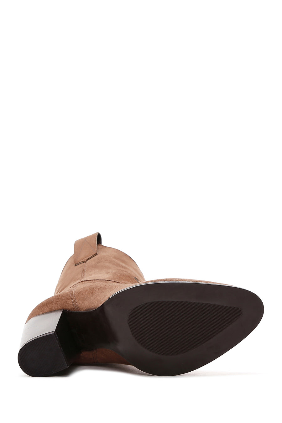 Women's Tan Suede Heeled Cowboy Boots