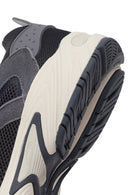Male Gray Lace-Up Thick-Soled Leather Sneaker | Derimod