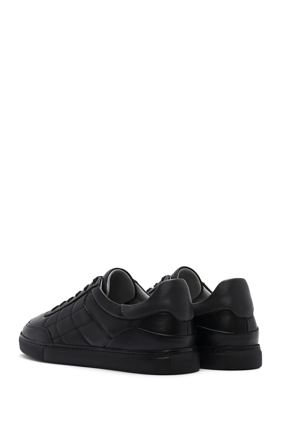 Men's Black Lace-up Leather Sneaker