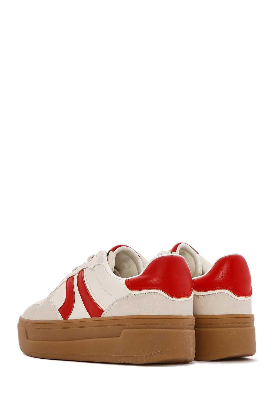 Kadın Bej Bağcıklı Kalın Tabanlı Sneaker