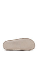 Women's Beige Double Buckle Nubuck Leather Slippers | Derimod