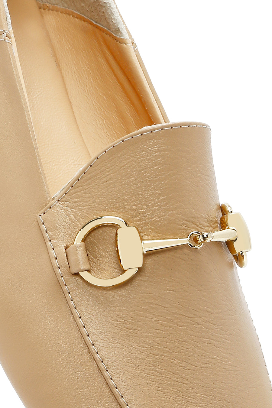 Women's Beige Leather Masculine Loafer