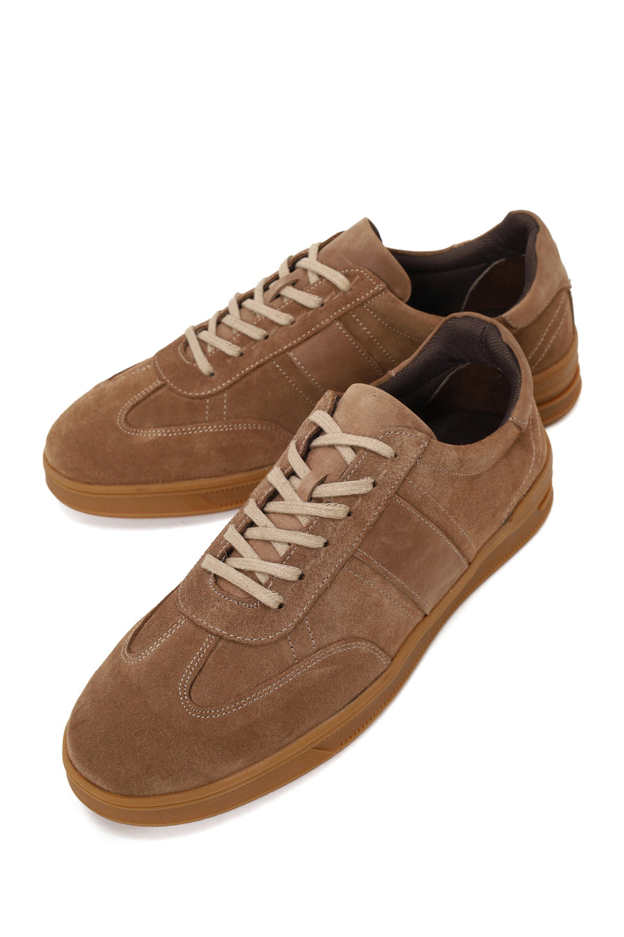 Erkek Vizon Bağcıklı Süet Deri Sneaker
