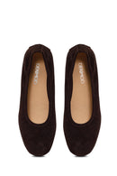 Woman Brown Suede Leather Ballet Flat | Derimod