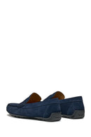 Geox Men's Navy Blue Kosmopolis + Grip Suede Leather Casual Loafer | Derimod