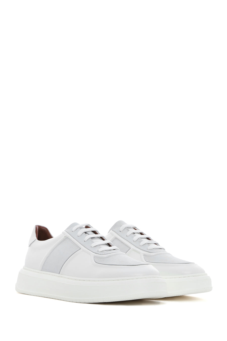 Men's White Lace-up Leather Sneaker