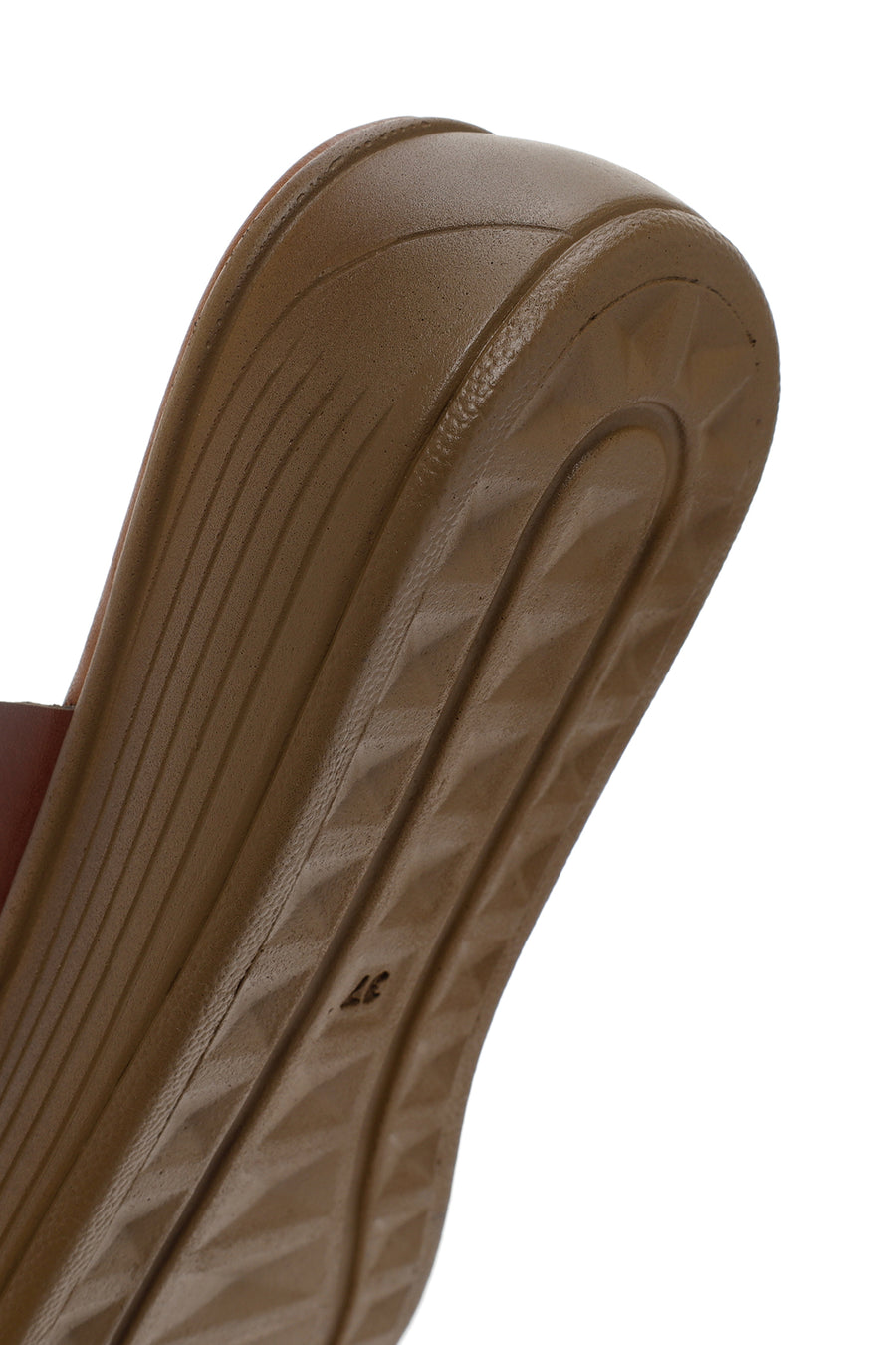 Women's Brown Thick Sole Buckle Leather Slippers
