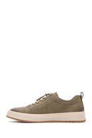 Men's Khaki Lace-Up Nubuck Leather Sneaker | Derimod