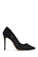 Woman Black Embellished High Thin-Heeled Leather Stiletto | Derimod