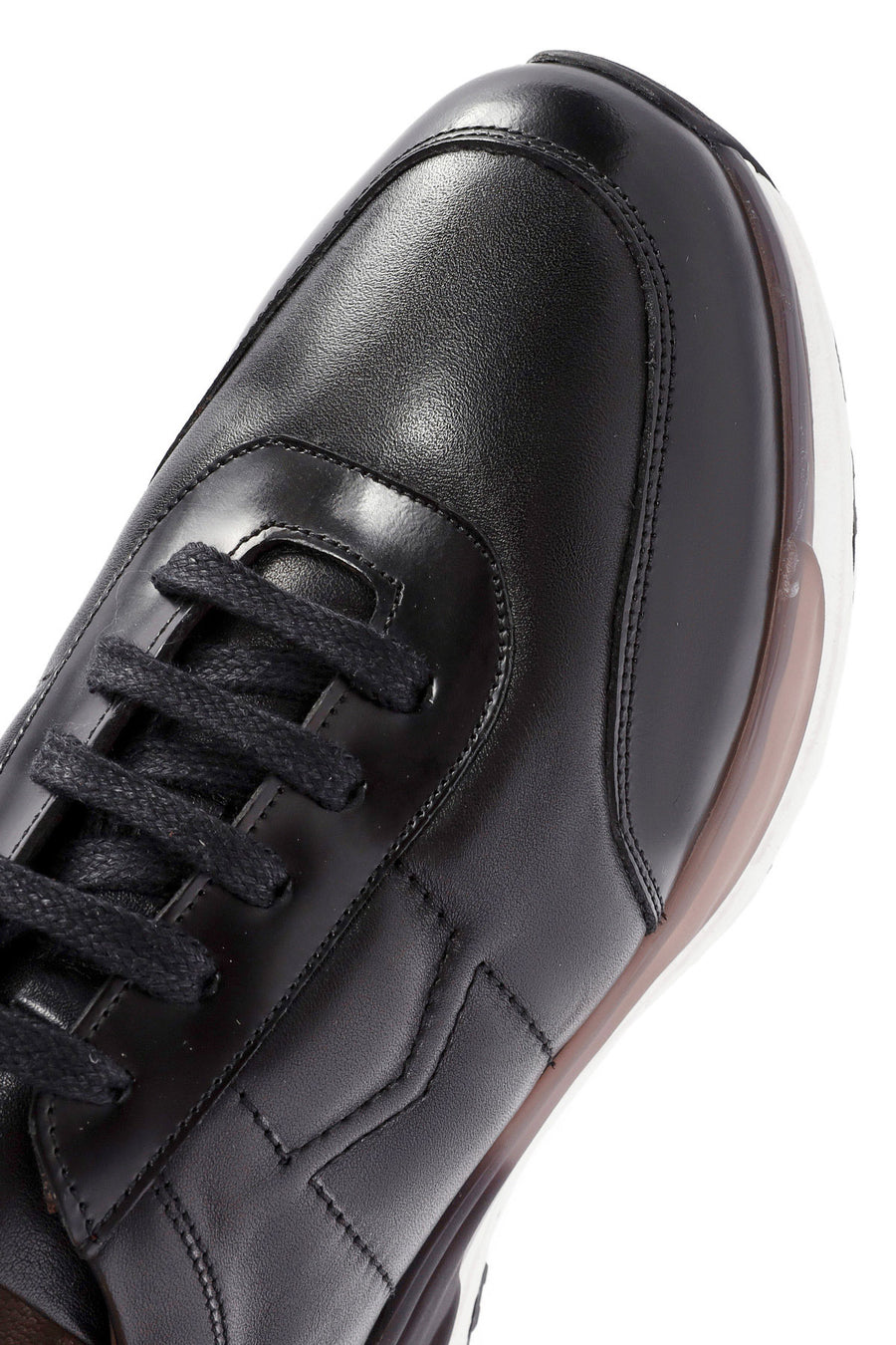 Men's Black Lace-up Leather Sneaker