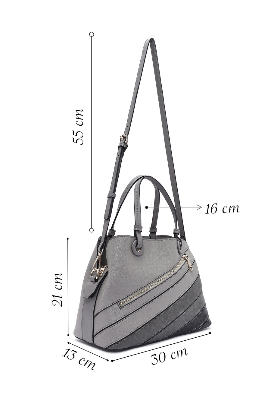 Women's Gray Long Strap Shoulder Bag
