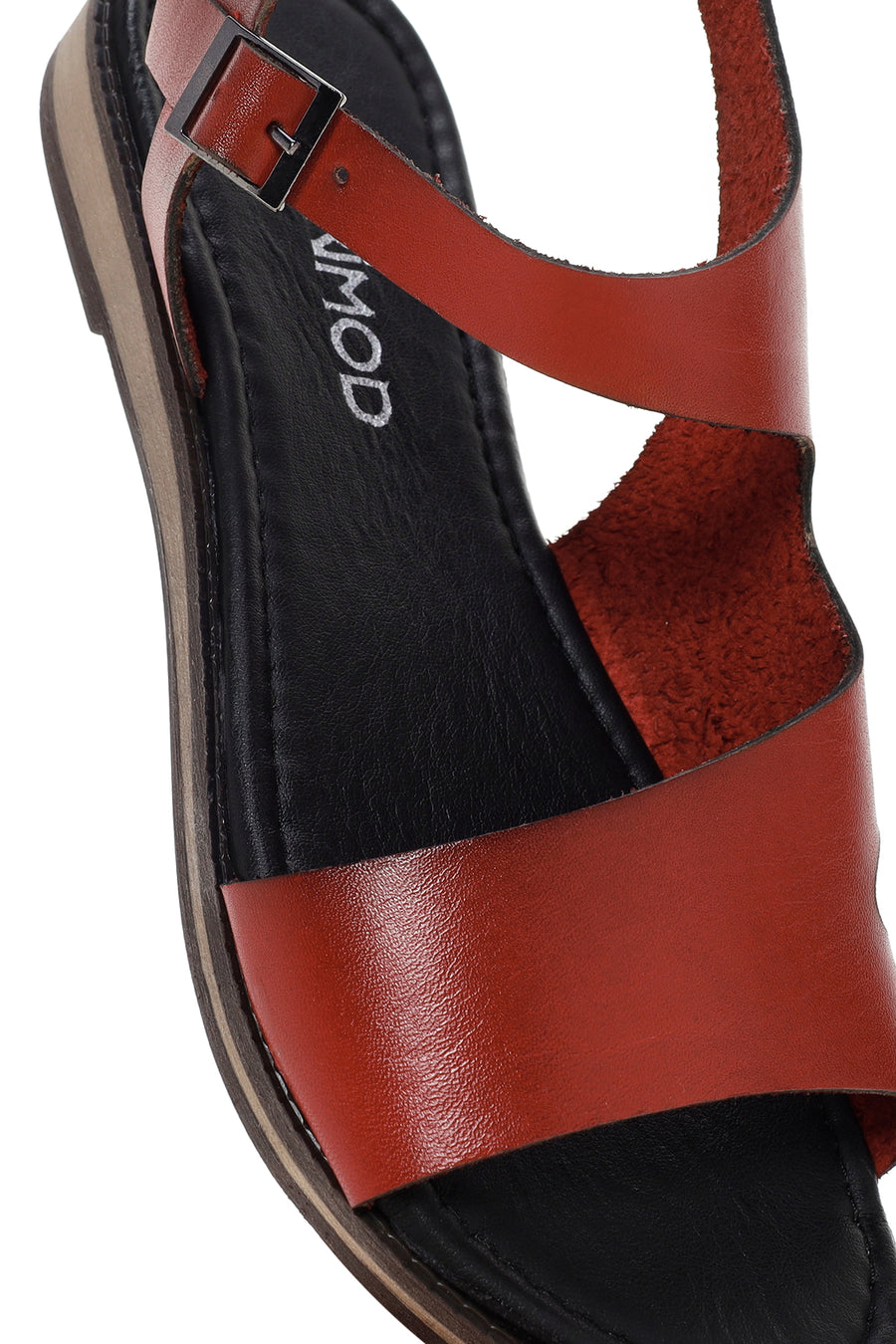 Women's Red Ankle Strap Leather Bodrum Sandals
