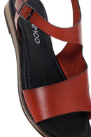 Women's Red Ankle Strap Leather Bodrum Sandals | Derimod