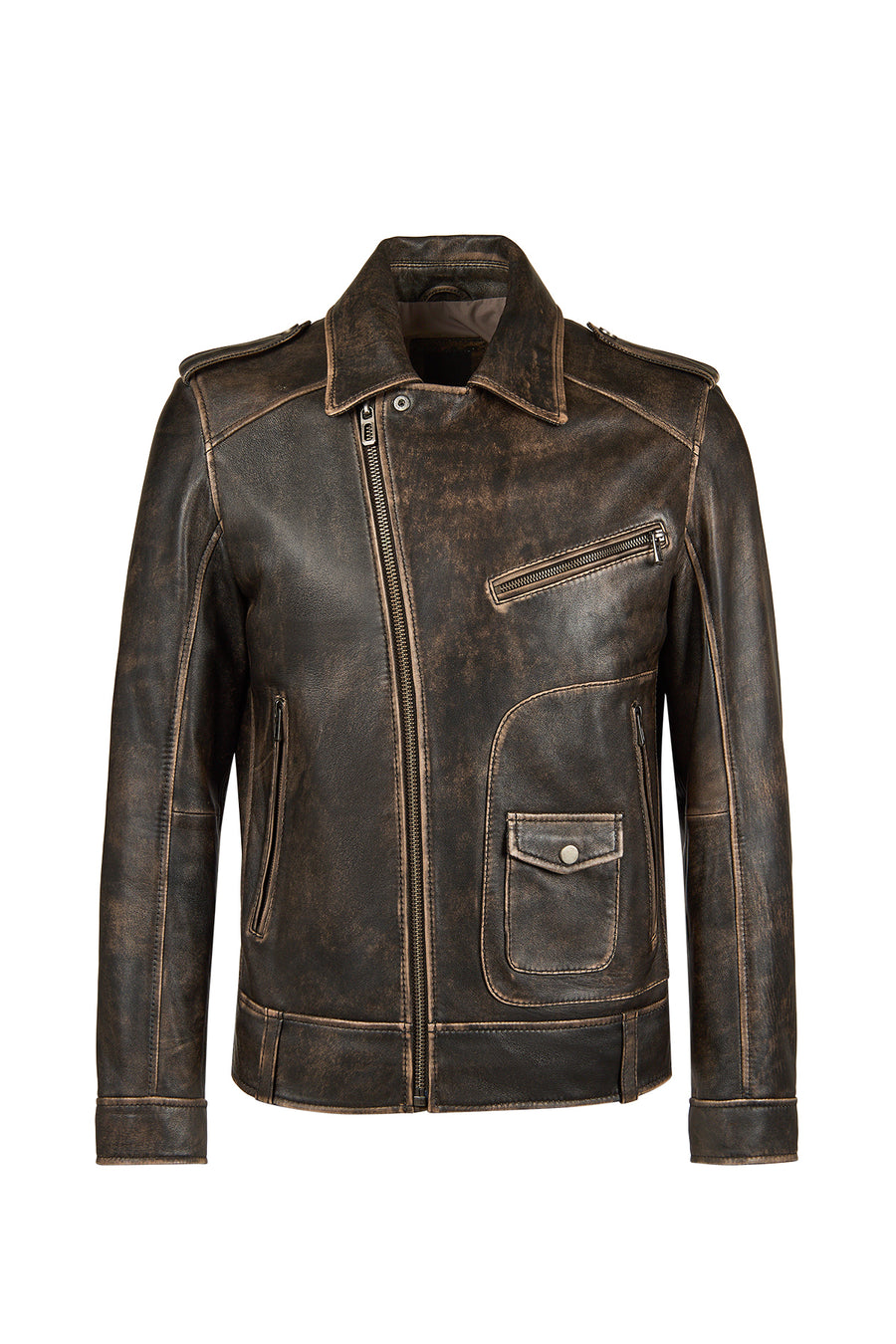 Carter Men's Brown Biker Leather Coat