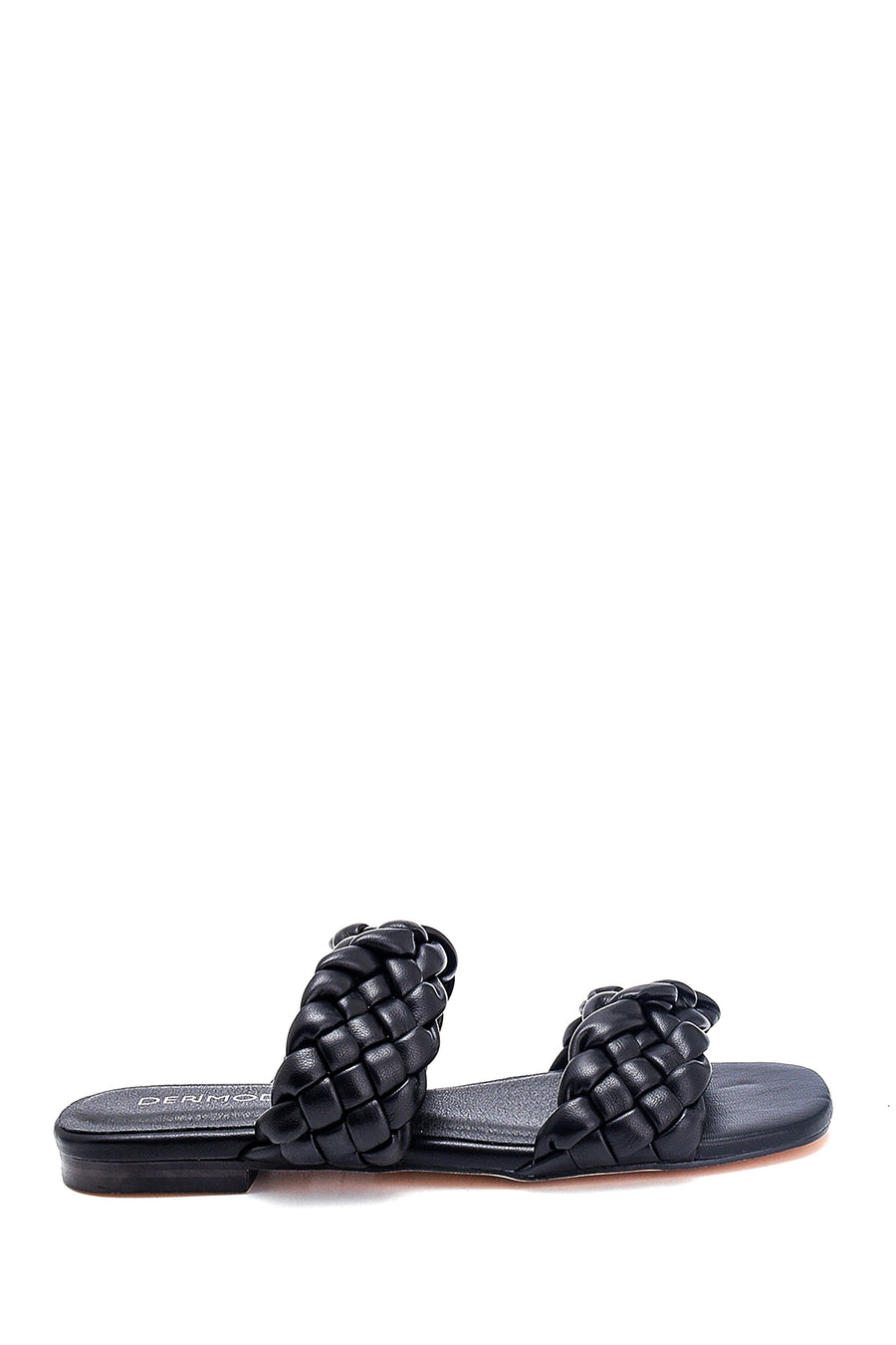 Women's Black Braided Flat Slippers 21SFD441129 | Derimod