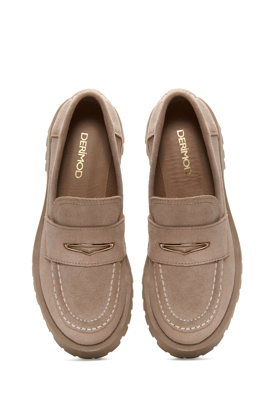 Women's Beige Leather Suede Masculine Loafer