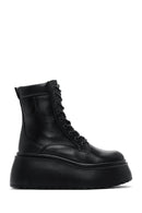 Women's Black Leather Platform Boots | Derimod