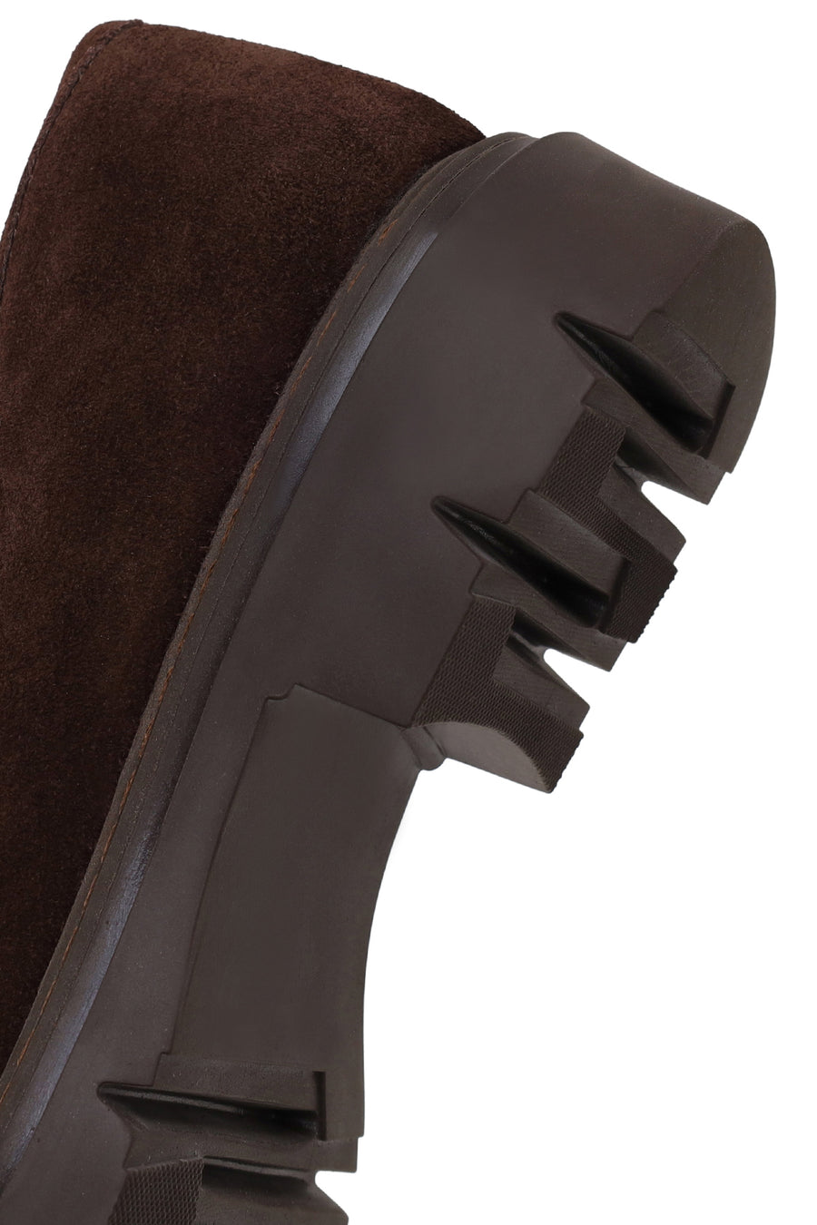 Woman Brown Buckled Suede Masculine Loafer