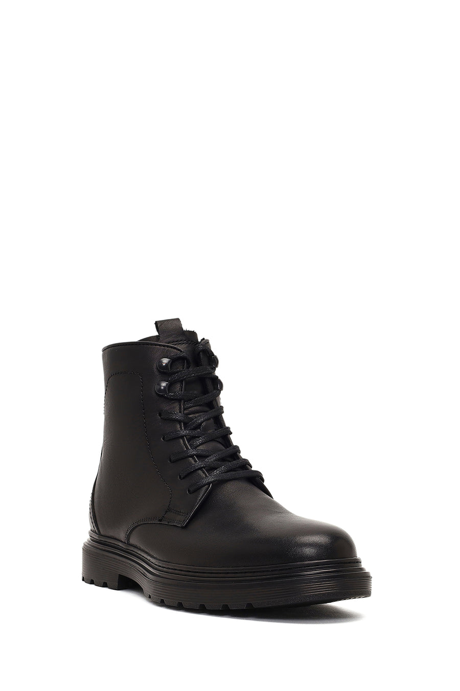 Men's Black Zippered Leather Casual Boot