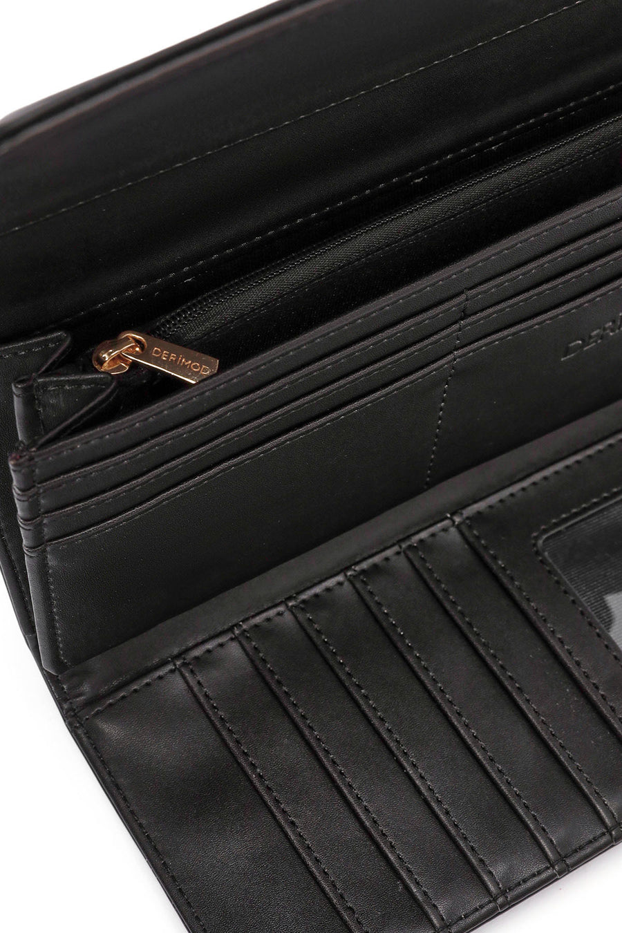 Women's Black Wallet with Strap Detail
