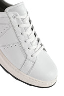 Men's White Lace-up Thick-Sole Leather Sneaker | Derimod
